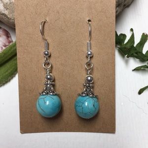 Turquoise antique silver plated earrings nick free
